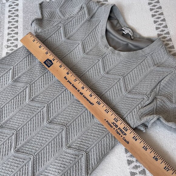 Lucy Paris Knit Bodycon Dress Silver Cocktail Mini Stretch Zig Zag Striped S - Picture 4 of 11